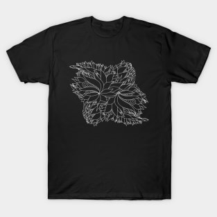 Floral monochrome illustration. White art line. Sketch T-Shirt